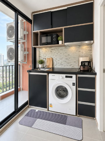 picture R1328/Corner Unit Condo for Rent - Cybiq Ratchada 32, 5th Floor, Pool View, 28.16 Sq.m, 1 Bedroom with Dedicated Work Area, Ready to Move In - 10/15