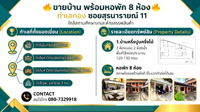 บ้านเดี่ยว เซ็นทรัล โคราช : บ้านเดี่ยว พร้อมหอพัก 8 ห้อง ที่ดิน 100 ตารางวา