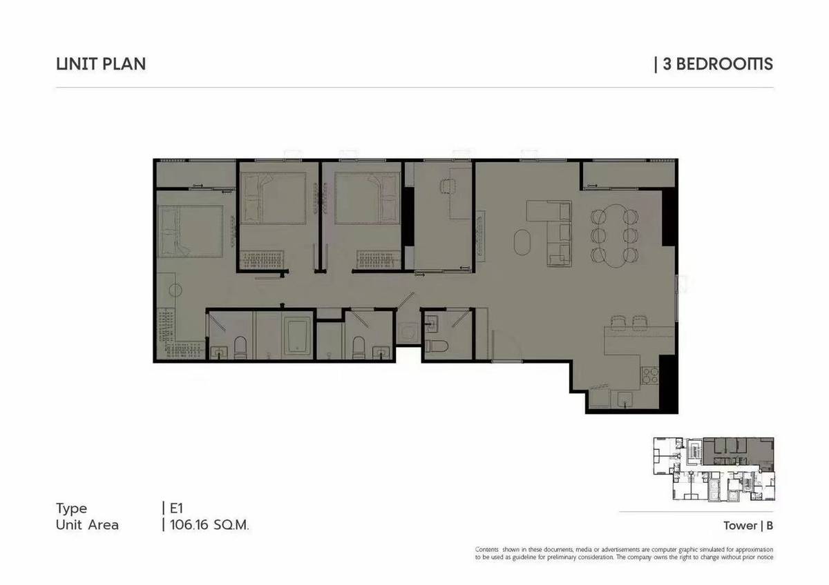 picture 3-BR Condo at COBE Ratchada-Rama 9 near MRT Huai Khwang (ID 3417222) - 7/7