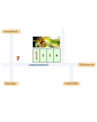 Land for rent The Brio Mall : 			Don Wai Floating Market Land for rent on Phutthamonthon Sai 6 Road  Sai 6 Market. Each plot measures          