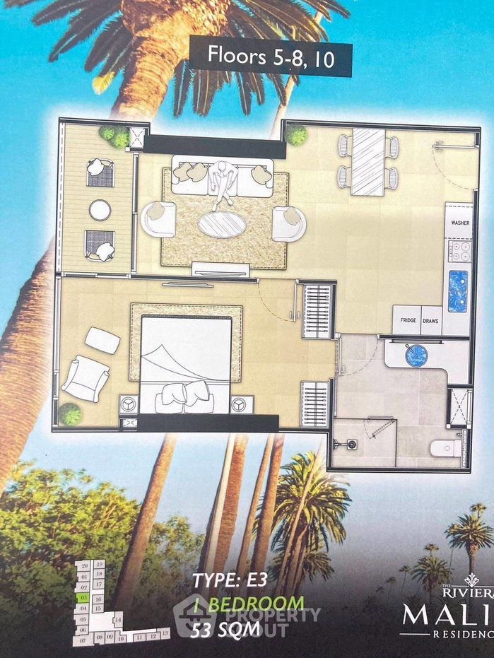 รูป ขายคอนโด 1 ห้องนอน The Riviera Malibu ย่านพระตำหนัก (ID 3418723) - รูปที่ 3/5