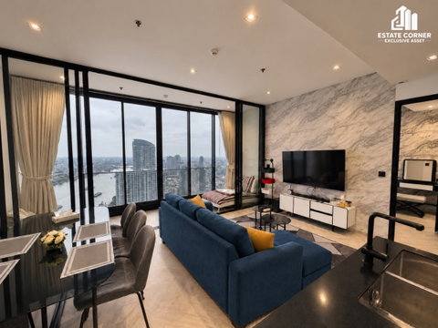 For Sale Chapter Charoennakorn - Riverside 42nd Floor Panoramic Chao Phraya River Curve View  2 Bedrooms, 79 sq.m. Fully Furnished & Ready to Move In!