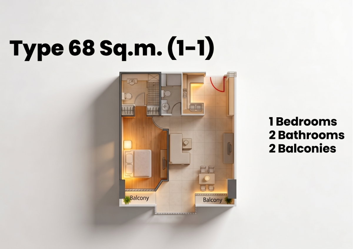 picture Condo for Rent - The Fourwings Residence | 1 Bedroom 68 sq.m. REF. F122911 - 24/24