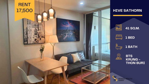 ✨ Newly renovated unit • Chao Phraya river view, High floor | Hive Sathorn 1Bed 41sqm, steps to BTS Krung Thon Buri • Book a view now!