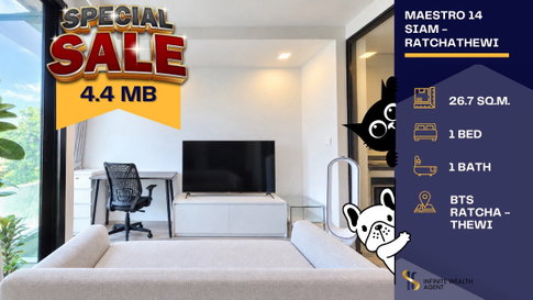 ✨ Rare Pet-Friendly Condo in City Center! | Maestro 14 Near BTS Ratchathewi • Furnished 1 Bed 4.4M 🐾 Book a viewing now!