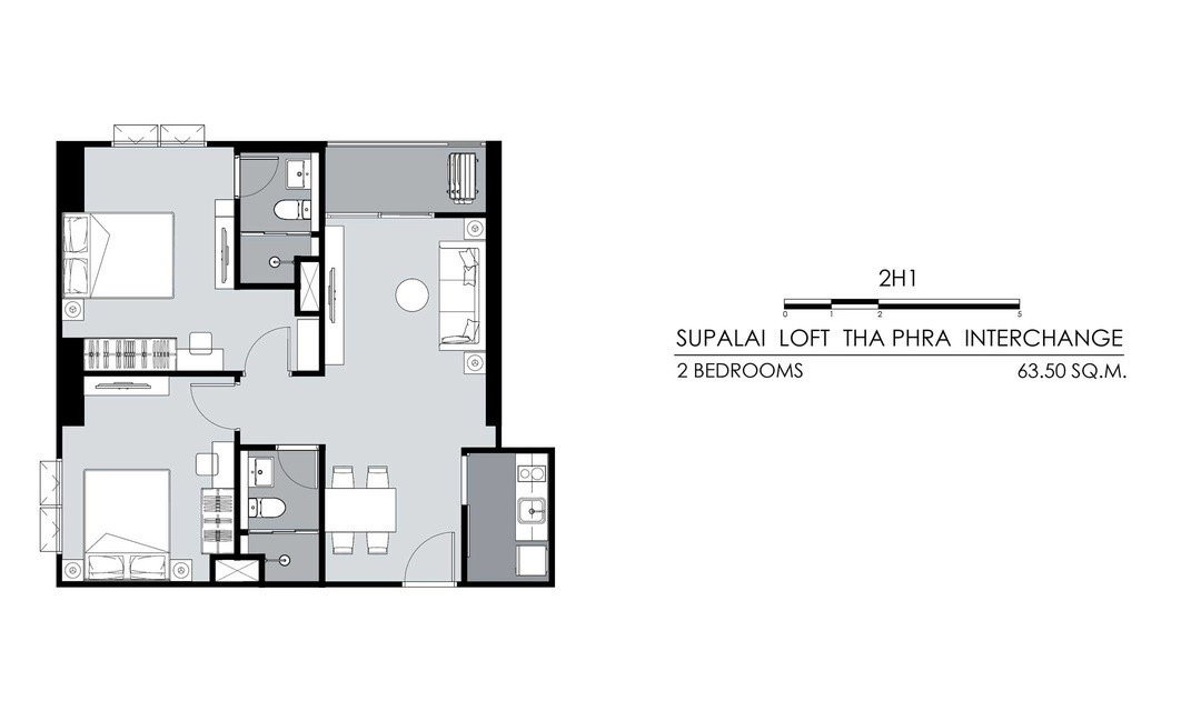 picture 2-Bedroom Unit for Sale at Cost – Building A, East-Facing, 28th Floor (Unit 2H1) - 1/4