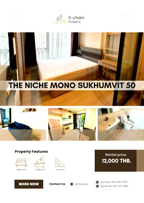 คอนโดให้เช่า : 🌸🏙️ ใกล้ BTS อ่อนนุช ✨ The Niche Mono Sukhumvit 50 ✨NO-125