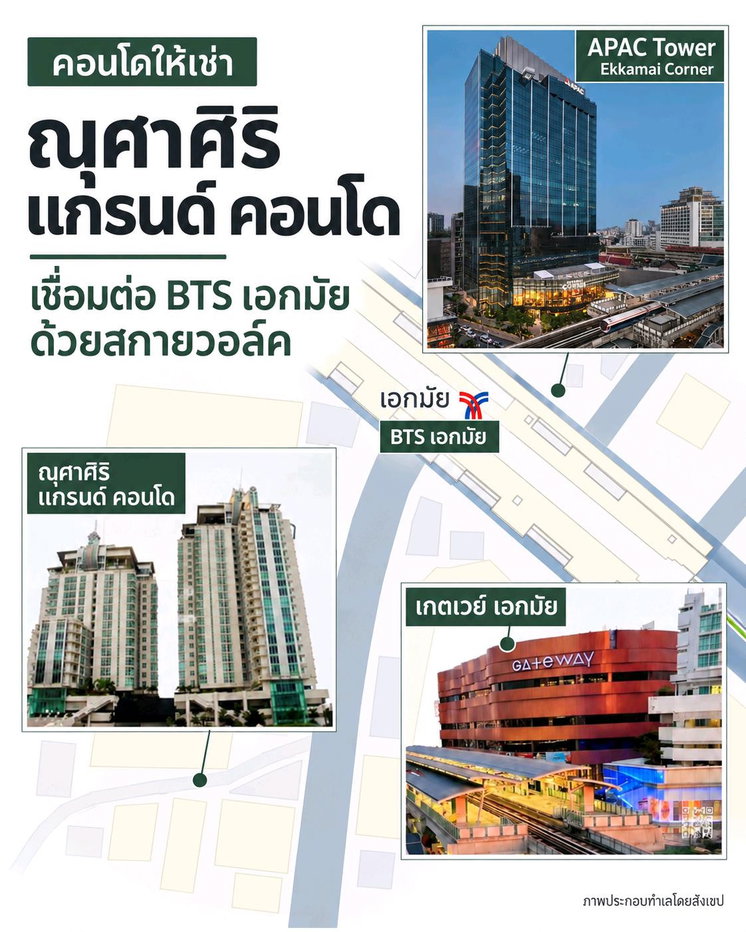 รูป ให้เช่า คอนโดณุศาสิริ แกรนด์ (Nusasiri Grand) ติด BTS เอกมัย มี Skywalk เชื่อมต่อสถานีเอกมัย - รูปที่ 5/8