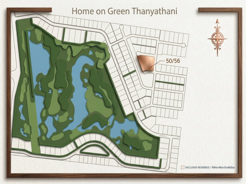รูป ขายบ้านเดี่ยวหลังริม 276 ตร.ว. ติดสวนหย่อม ในหมู่บ้านโฮม ออน กรีน ธัญธานี | Home On Green ลำลูกกา ปทุมธานี - รูปที่ 2/2