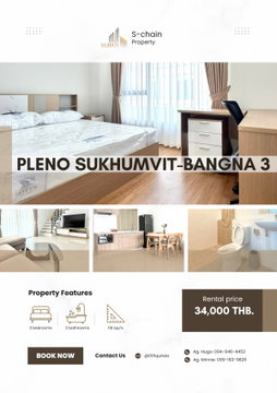 🏡🧡 For rent ✨ Pleno Sukhumvit–Bangna 3 ✨NO-122