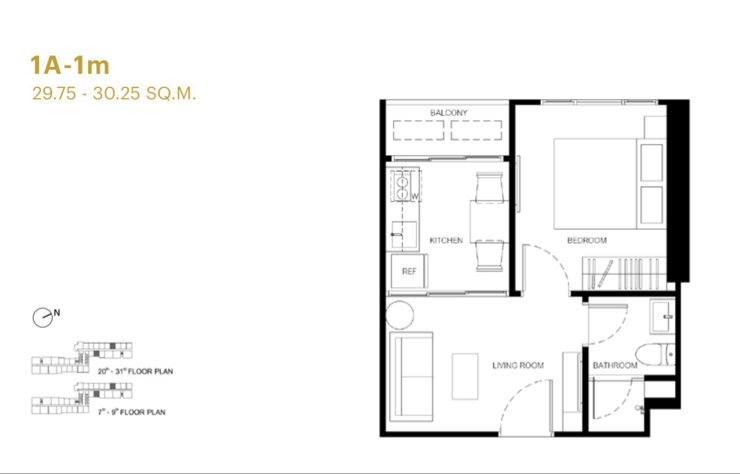 รูป ขายดาวน์ XELF By Sansiri | 1 BED 29.75 ตร.ม. ราคาโอน 2.516 ล้านบาท - รูปที่ 4/6