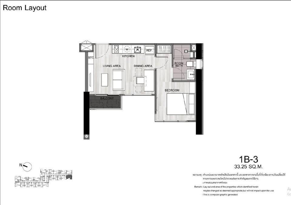 picture 33rd-Floor 1-BR 100m To BTS Punnawithi At The Line Sukhumvit 101 (ID 3441802) - 18/20