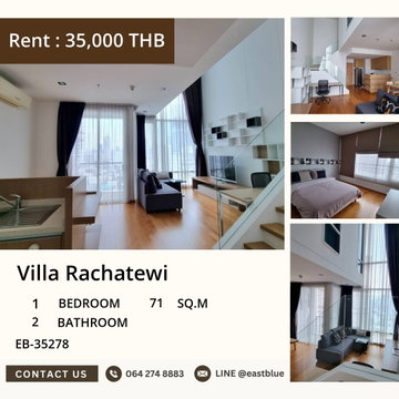 ให้เช่าคอนโด Villa Rachatewi 71 ตร.ม. 2 ห้องน้ำ ติด BTS ราชเทวี 🔑