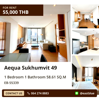 Condos for rent Big C Extra Rama 4 : For Rent: Aequa Sukhumvit 49 Condo – 1 Bed, 58.61 sqm, Prime Watthana Location