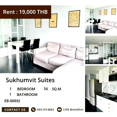 Condos for rent : For Rent: Sukhumvit Suites Condo 🏙️ 1 Bed, 56 sqm Near BTS Nana!