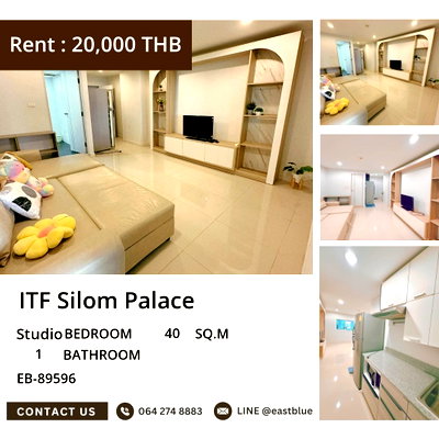 Condos for rent : For Rent: ITF Silom Palace 1BR 40 sqm, High View by BTS Sala Daeng, THB 20,000 🌇