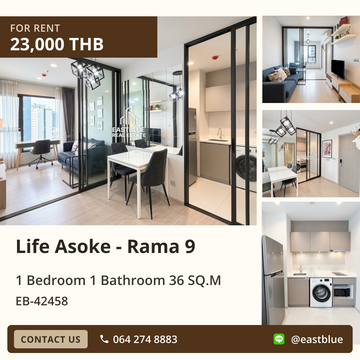 For Rent: Life Asoke - Rama 9 Condo 🏙️ High Floor, Great View, Near MRT Phra Ram 9