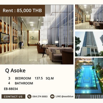 Q Asoke คอนโดหรู 3 ห้องนอน ใจกลางอโศก ใกล้ BTS ✨🏙️