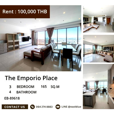 คอนโดให้เช่า : ให้เช่า The Emporio Place 3 นอน 165 ตร.ม. ใกล้ BTS พร้อมพงษ์ 100,000 บาท 👑