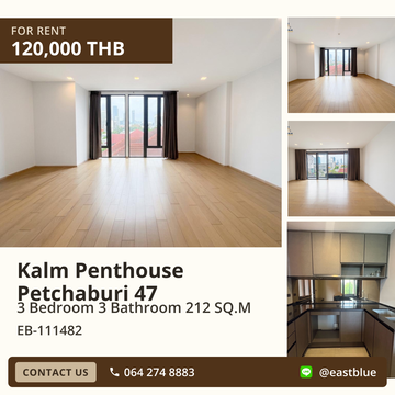Luxury Condo for Rent Kalm Penthouse Petchaburi 47 ✨ Near BTS Thong Lo