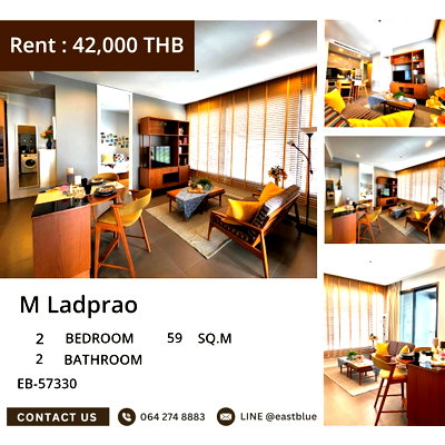 คอนโดให้เช่า : 🏙️ Luxurious 2-Bed Condo @ M Ladprao! EB-57330 🔑
Spacious 59 sqm, close to BTS/MRT, all amenities! 42,000 THB/mo