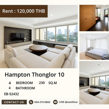 For Rent Hampton Thonglor 10 4BR 230 sqm near BTS Thong Lo THB 120,000/month 🌿