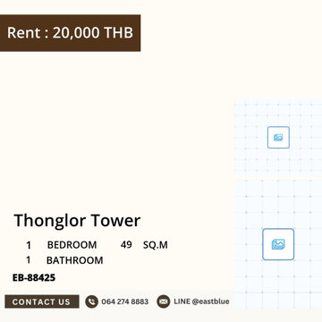 Rent a condo at Thonglor Tower, 1 bedroom, 49 sqm, near BTS Thonglor
for only 20,000 THB/month with complete facilities!
