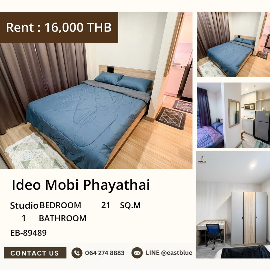 picture Ready-to-Move Studio at Ideo Mobi Phayathai for Rent 16,000 THB ✨ - 1/9