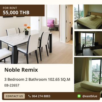For Rent: Noble Remix 3-Bed 102.65 sqm next to BTS Thong Lo 🌃