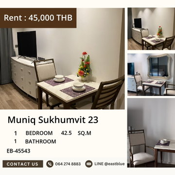 ให้เช่าคอนโด Muniq Sukhumvit 23 1 ห้องนอน ใกล้ BTS อโศก 45,000 บาท/เดือน ✨