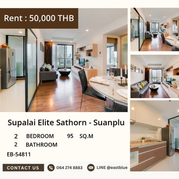 For Rent Supalai Elite Sathorn-Suanplu 2-Bed 95 sqm near MRT Lumphini THB 50,000 ðģ