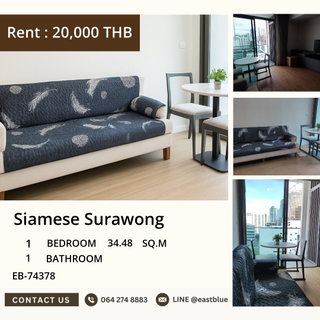 รูปภาพ For Rent Siamese Surawong 1-Bed 34.48 sqm near MRT Sam Yan 20,000 THB/month 🌆