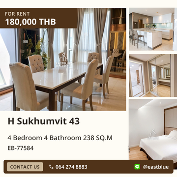 For Rent: Luxury 4-Bedroom Condo at H Sukhumvit 43 🏙️ Prime Location!