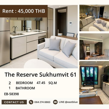 "ปล่อยเช่าคอนโดหรู! The Reserve Sukhumvit 61 ใกล้ BTS เอกมัย เพียง 45,000 บาท/เดือน (EB-58398)"
"1 ห้องนอน 1 ห้องน้ำ ขนาด 47.45 ตร.ม. ใกล้ห้างและโรงพยาบาลชื่อดัง สนใจติดต่อเราเลย!"