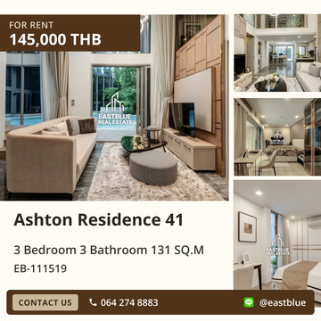 เช่าคอนโดหรู Ashton Residence 41 🌟 3 ห้องนอน วิวสวยใจกลางสุขุมวิท