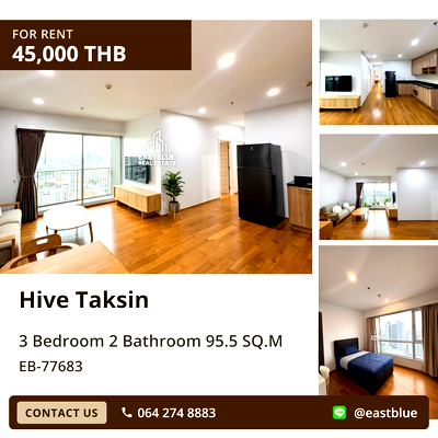 คอนโดให้เช่า : เช่าคอนโด Hive Taksin 3 นอน 2 น้ำ 🛌✨