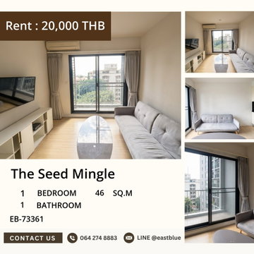 Rent The Seed Mingle 1 bedroom 46 sq.m. near BTS Chong Nonsi
Price only 20,000 Baht/month with swimming pool, fitness, and complete facilities!