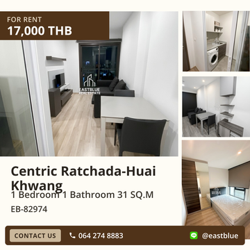 For Rent: Centric Ratchada-Huai Khwang 🏙️ 1 Bed Condo Near MRT Huai Khwang