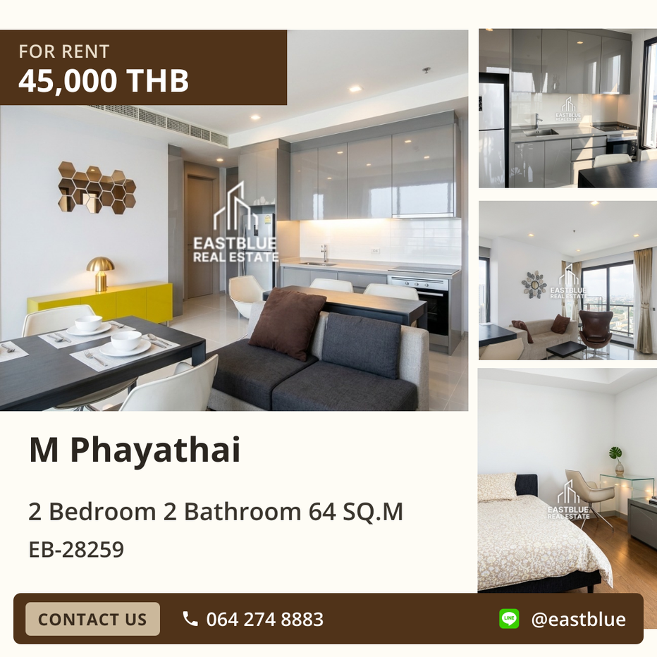 picture Rent M Phayathai Condo 🏙️ 2 Beds, 2 Baths near BTS Victory Monument - 1/10