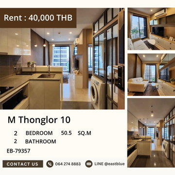 💫 Luxurious Condo in Thonglor: 2 Beds, 2 Baths, 50.5 sqm, 40,000 THB/month