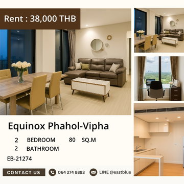 Equinox Phahol-Vipha: 2-Bedroom Condo for Rent near BTS Mo Chit! 🏙️🚀