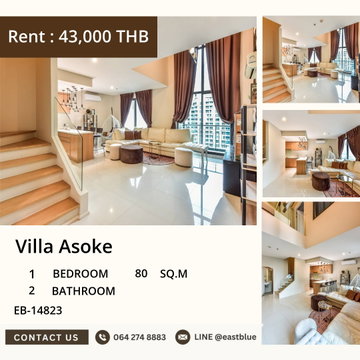 For Rent Villa Asoke 1-Bed 80 sqm near BTS Asoke 🏙️