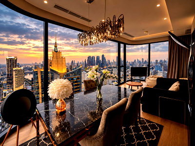 Condos for rent : Ashton Asoke 2BR 2BA, 41st floor, 270° skyline view, next to MRT Sukhumvit and BTS Asok, utilities included