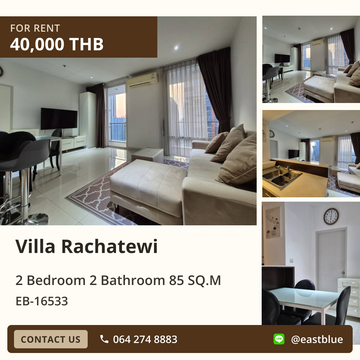 Rent luxurious condo Villa Rachatewi, 2 beds 85 sqm, near BTS Ratchathewi 🏡✨