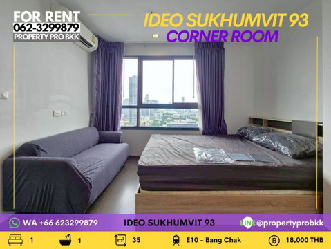 🌟 For Rent | Bright Corner 1-Bedroom at Ideo Sukhumvit 93 Next to BTS Bang Chak – Easy access to Siam, Thong Lo & Phrom Phong