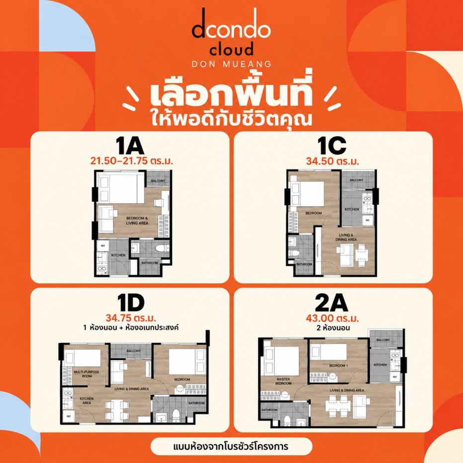 รูป ☁️ HOT ทำเล! ดีคอนโด คลาวด์ ดอนเมือง เปิดลงทะเบียนดูห้องรอบพิเศษ 6 พ.ย. นี้ ก่อนใคร - รูปที่ 2/3