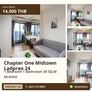 For Rent! Chapter One Midtown Ladprao 24 ✨ 1 Bed Condo, Prime Location