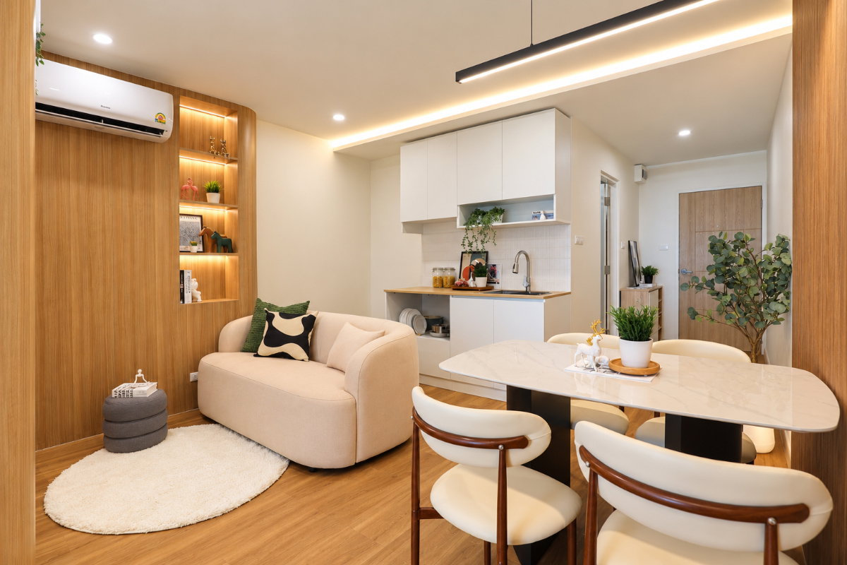 รูป 🔥✨ ขายด่วน! THE TRIO GARDEN ศรีนครินทร์ 38 🏡 ห้องตกแต่งใหม่ 2 ห้องนอน | 54 ตร.ม. | เพียง 2.59 ล้านบาท! - รูปที่ 1/18