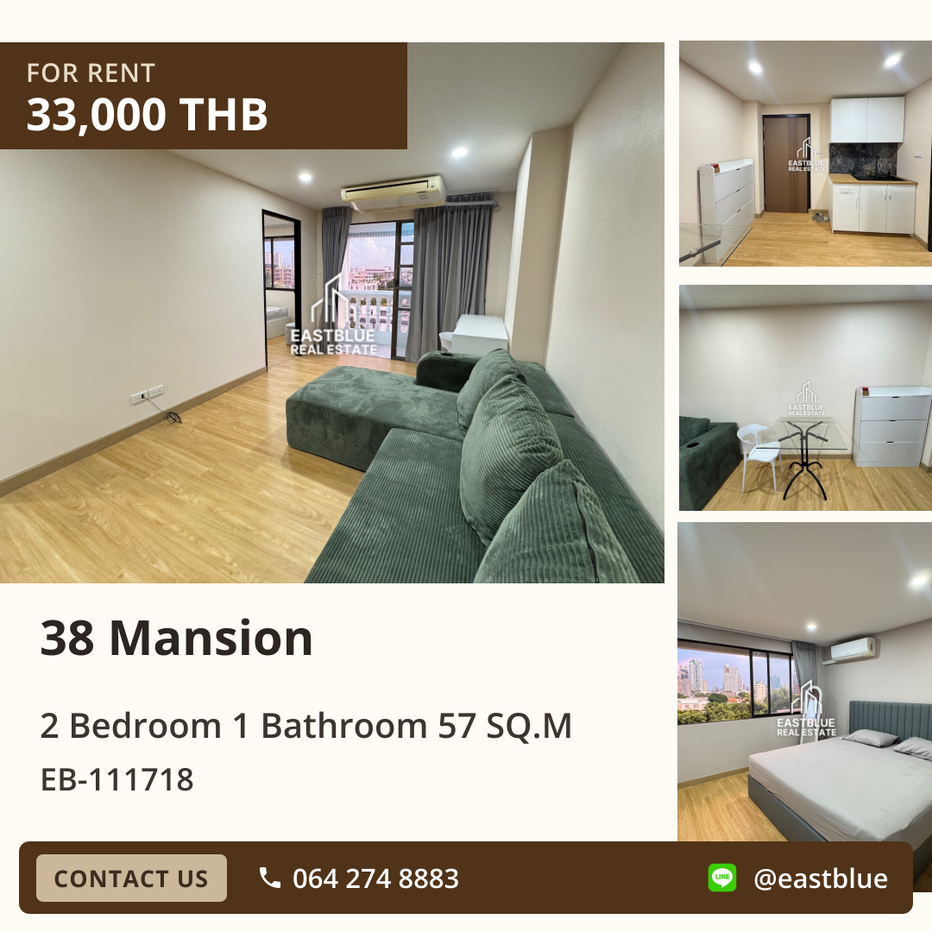 รูป คอนโดให้เช่า 38 Mansion 2 ห้องนอน ใกล้ BTS ทองหล่อ ✨ - รูปที่ 1/10