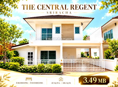 บ้านเดี่ยว ชลบุรี : ขายบ้านเดี่ยวหลังมุม 4 ห้องนอน ม.เซ็นทรัลรีเจ้นท์ ศรีราชา